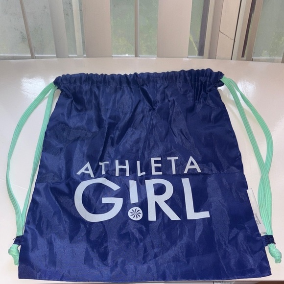 Athleta Girl Navy Drawstring Bag with Mint Straps - Picture 3 of 7